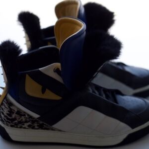 Fendi Monsters Motif Leather Sneakers Rare!!! Sz 12